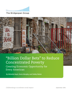 “Billion Dollar Bets” to Reduce Concentrated Poverty