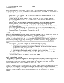 AP US Government and Politics Name Summer Assignment In order