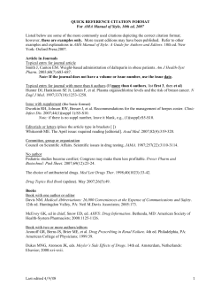 QUICK REFERENCE CITATION FORMAT For AMA Manual of Style