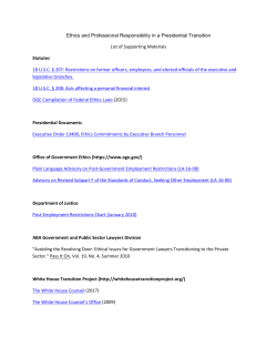 Ethics and Professional Responsibility in a Presidential Transition