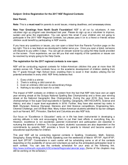 Subject: Online Registration for the 2017 NSF Regional Contests