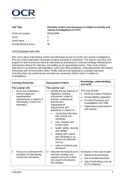 Unit CJ101 - Interview victims and witnesses priority volume