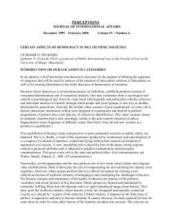 CERTAIN ASPECTS OF DEMOCRACY IN MULTIETHNIC SOCIETIES