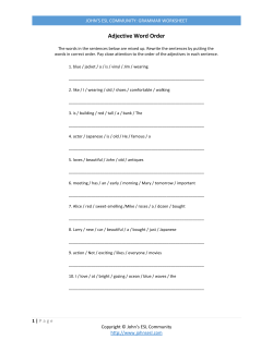 Adjective Word Order - John`s ESL Community