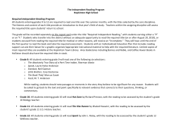 The Independent Reading Program Hopkinton High School