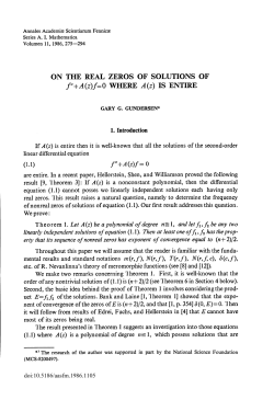 On the real zeros of solutions of f`` + A(z)f = 0 where A(z) is