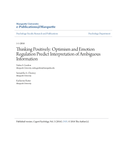 Thinking Positively: Optimism and Emotion Regulation Predict