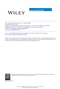 The Commercial Banking Firm: A Simple Model