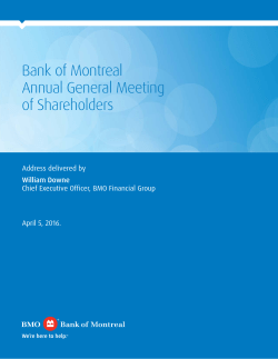 April 5, 2016 - BMO Bank of Montreal