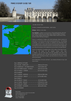 Day 1 ARRIVAL IN TOURS Day 2 TOURS