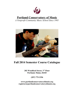 Portland Conservatory of Music Fall 2014 Semester Course Catalogue