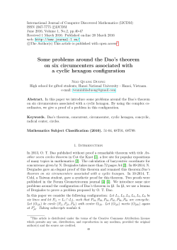 Some problems around the Dao`s theorem on six circumcenters
