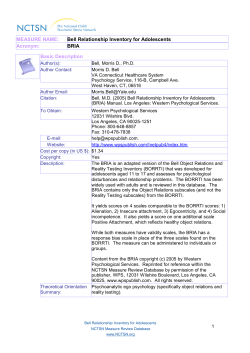 MEASURE NAME: Acronym: Basic Description BRIA Bell