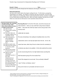 Sample Running Record Level T