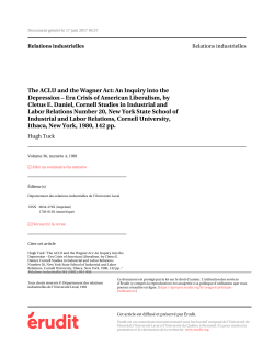The ACLU and the Wagner Act: An Inquiry into the