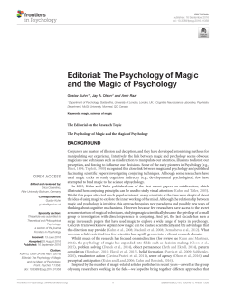 Editorial: The Psychology of Magic and the Magic of Psychology