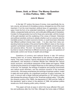 Green, Gold, or Silver: The Money Question in Ohio Politics, 1865