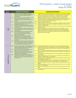 5th Grade SS Standards Snapshot