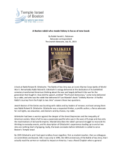 A Boston rabbi who made history is focus of new book By Rabbi