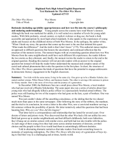 Highland Park High School English Department Text Rationale for