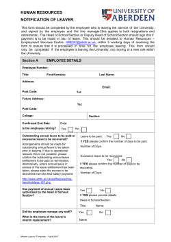 HUMAN RESOURCES NOTIFICATION OF LEAVER