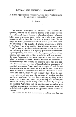 LOGICAL AND EMPIRICAL PROBABILITY A critical