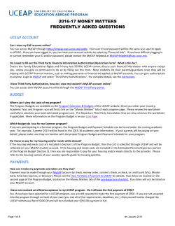 2016-17 MONEY MATTERS FREQUENTLY ASKED QUESTIONS