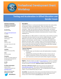 Testing and Acceleration in Gifted Education and Gender Issues