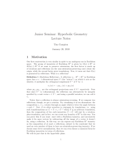 Junior Seminar: Hyperbolic Geometry Lecture Notes