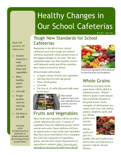 Healthy Changes in Our School Cafeterias
