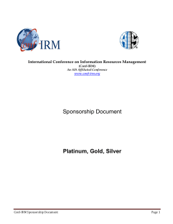 Sponsorship Document Platinum, Gold, Silver - Conf-IRM