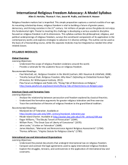 International Religious Freedom Advocacy: A Model Syllabus