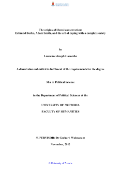 The origins of liberal conservatism: Edmund Burke, Adam Smith