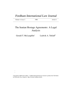 The Iranian Hostage Agreements: A Legal Analysis