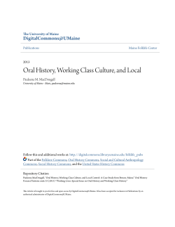 Oral History, Working Class Culture, and Local
