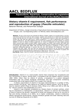 Dietary vitamin E requirement, fish performance and reproduction of