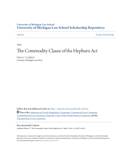 The Commodity Clause of the Hepburn Act