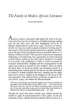 The Family in Modern African Literature