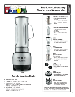 Two-Liter Laboratory Blenders and Accessories