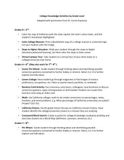 College Knowledge Activities by Grade Level