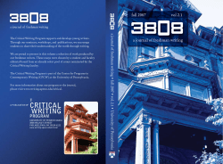 Fall 2007 - The Center for Programs in Contemporary Writing
