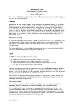 ISBN REGISTRATION (ISBN Publisher Prefix