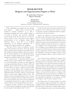 BOOK REVIEW Religion and Organizational Stigma at Work