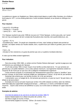 La monnaie - Shadow Nexus