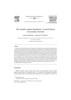 The somatic marker hypothesis: A neural theory of economic decision