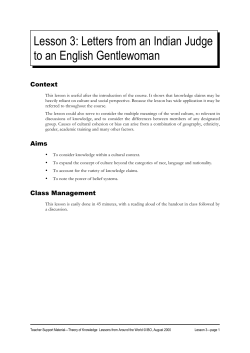 Lesson 3: Letters from an Indian Judge to an English