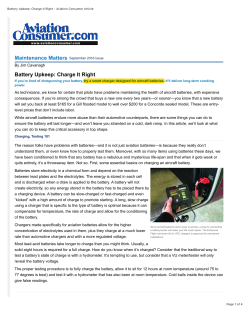Battery Upkeep: Charge It Right - Aviation