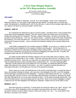 A First-Time Delegate Reports on the NEA