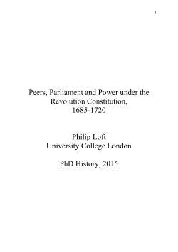 Peers, Parliament and Power under the Revolution Constitution