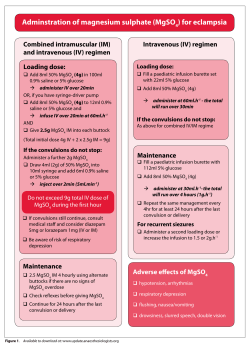 Adminstration of magnesium sulphate (MgSO4) for - e-SAFE